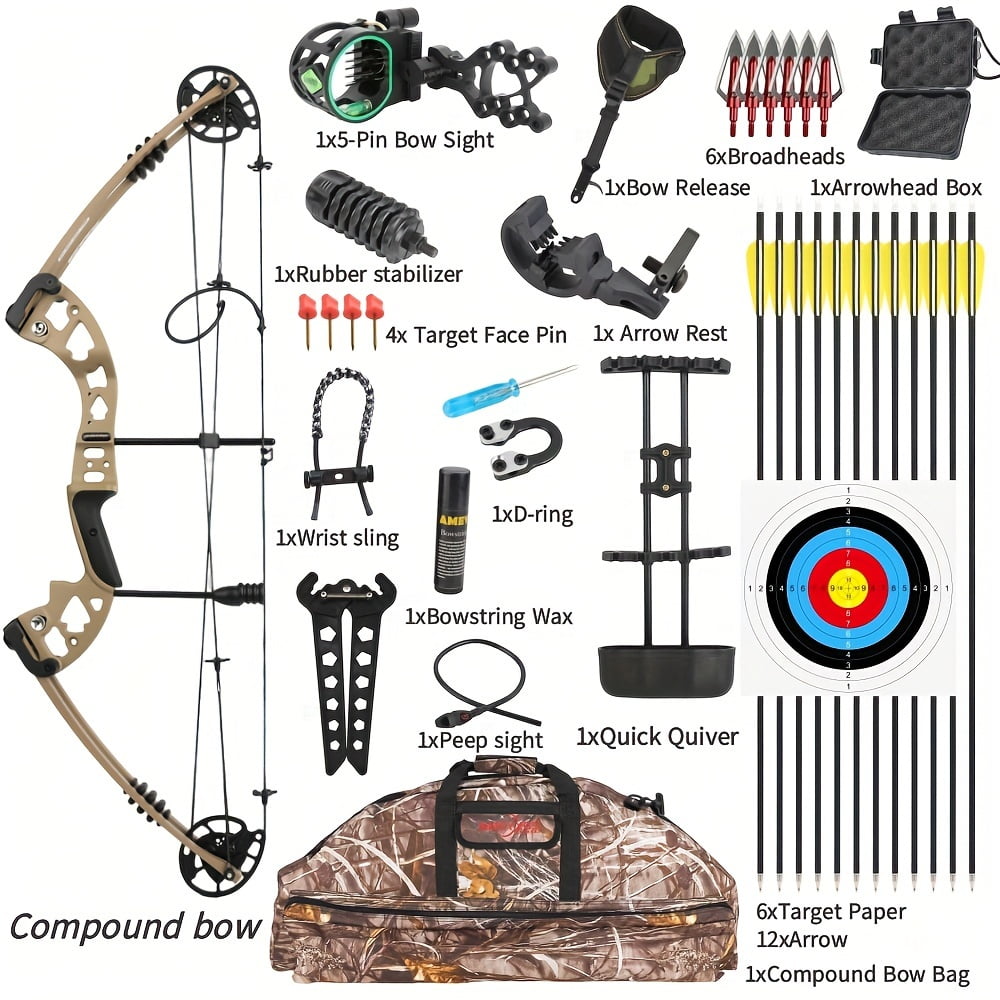 1pc Warship Pro Compound Bow And Arrow Set, Lightweight And High-strength Metal Alloy Material, Sturdy And Durable, Easy To Carry. More Suitable For Entry-level Shooting Personnel. Suitable