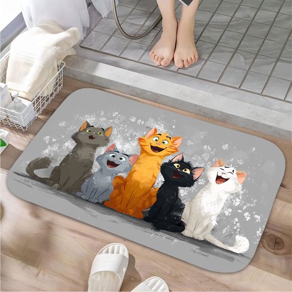 1pc Watercolor Floral Border Bathroom Rug Bathroom Decor and Accessories- Durable,Anti Slip,And Quick Drying,Suitable For Indoor/outdoor Use - Perfect For Bathrooms,Bedrooms,Kitchens