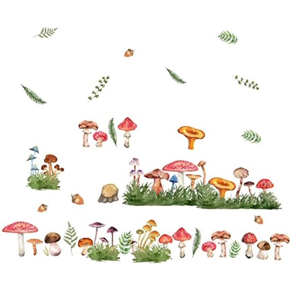 1pc Watercolor Mushroom Wall Sticker Grassland Wall Decor Tropical Plant Wall Decals Vinyl Wall Art Decal for
