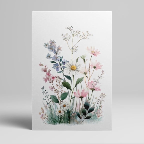 1pc Watercolor Wildflowers Canvas Wall Art - Framed Decor room hanging Wall Picture Decor for Home Gifts, living room, bathroom, bedroom, kitchen wall art decor canvas wall art