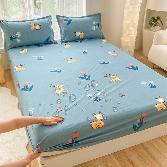 1pc Waterproof Bed Sheets Butterfly Printed Fitted Bed Sheet for Double