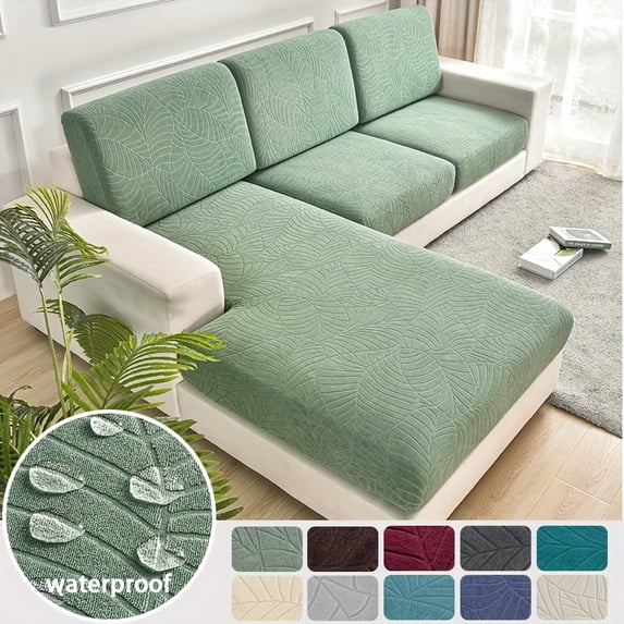 1pc Waterproof Large Leaf Jacquard Sofa Cover, Couch Cover, All Seasons Universal Simple Modern Dustproof Sofa Slipcover, Anti Cat Scratch Cover, Retractable, Washable, Durable Elastic Bedroom Office