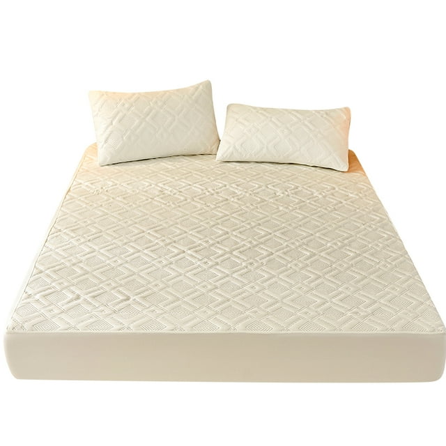 1pc Waterproof Solid Color Fitted Sheet Dustproof Mattress Protective