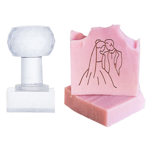 1pc Wedding Characters Soap Stamps Soap Embossing Stamp with Handles Clear Acrylic Soap Chapter Imprint Stamp Transparent Stamp for Homemade Soap Arts Crafts Making Projects