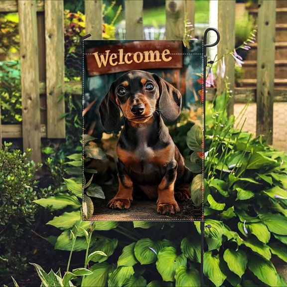 1pc "Welcome" Siberian Husky Breaking Through Garden Flag, Double Sided 2D Printed, 12x18 Inch Outdoor Yard Porch Decoration, Adorable Dog Lover Gift (No Flagpole)