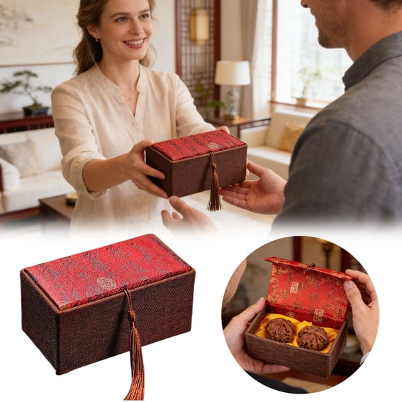 1pc Wenpu Walnut Storage Box, Exquisite Wooden Storage Provides Space For Walnuts And Collectibles