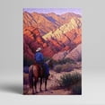 thumbnail image 1 of 1pc Western - themed Canvas Painting of a Cowboy on Horseback Admiring Majestic Mountain Peaks in the Desert, framed Decor room hanging Wall Picture Decor for Home Gifts, living room, bathroom,, 1 of 8