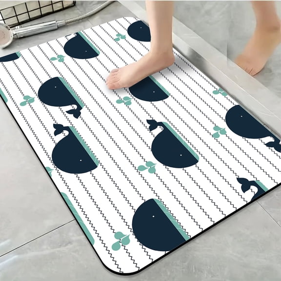 1pc Whale Pattern Bathroom Rug Bathroom Decor and Accessories- Durable,Anti Slip,And Quick Drying,Suitable For Indoor/outdoor Use - Perfect For Bathrooms,Bedrooms,Kitchens