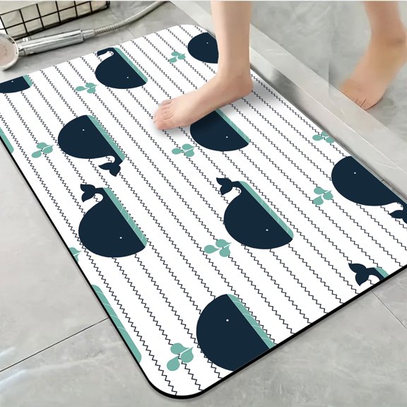 1pc Whale Pattern Bathroom Rug Bathroom Decor and Accessories- Durable,Anti Slip,And Quick Drying,Suitable For Indoor/outdoor Use - Perfect For Bathrooms,Bedrooms,Kitchens