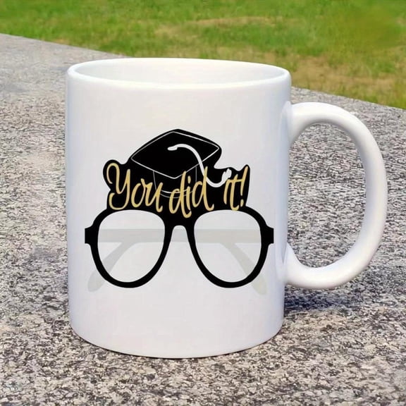1pc Whimsical 2024 Graduation Mug YOU DID Design with Graduation Cap Glasses 11oz Coffee Tea and Graduation Celebrations Dishwasher