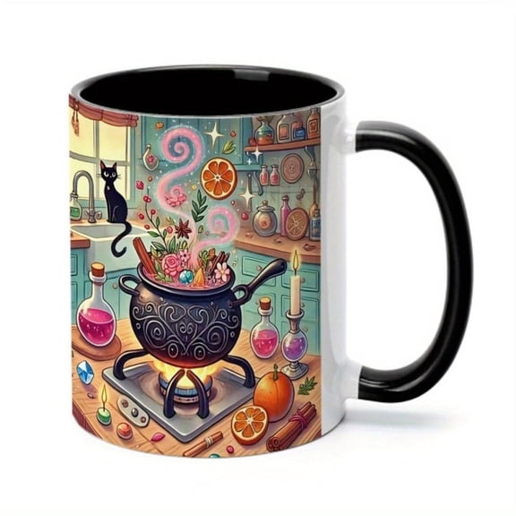 1pc Whimsical Witch S Cauldron Coffee Mug 11oz Ceramic Hand Wash Only Reusable Multipurpose Drinkware Ideal Hot and Cold Beverages Birthday or Holiday Witchy Home Decor Halloween