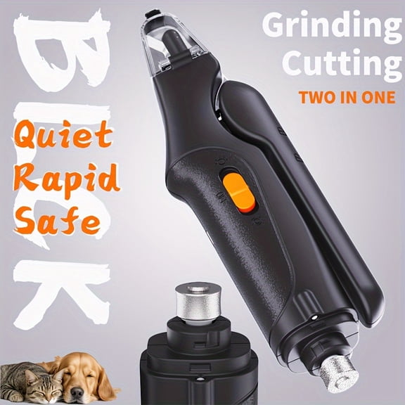 1pc Whisper Quiet 2-in-1 Cat Nail Clipper & Grinder: Stainless Steel with LED Light, Battery/USB Dual Power, Rechargeable Lithium Polymer, Safe Grooming Tool for Cats & Small Dogs
