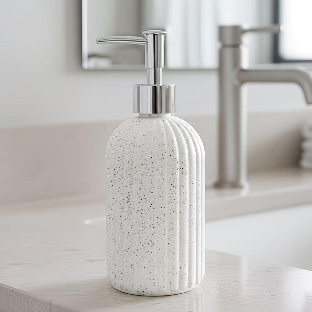 1pc White Elegant Refillable Dispenser for Countertops Ideal for shampoo, body wash, dish soap, and hand soap refills Suitable for bathroom and countertop use