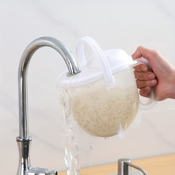 1pc (White), Fast Automatic Rice Washing Machine, Grain Cleaning Strainer, Rice Sieve Colander Basket, Kitchen Gadgets
