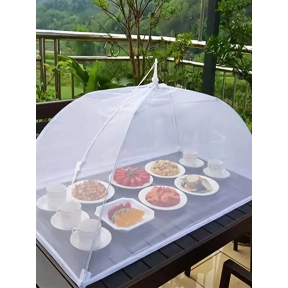 1pc White Fly Proof Vegetable Cover Foldable Mesh Food Cover Mosquito Proof Table Cover Home Table Cover Large Foldable Food Cover Fly Proof Kitchen