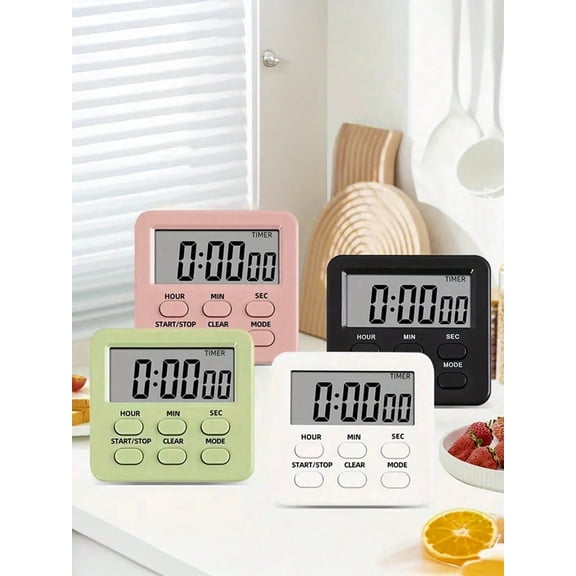 1pc White Multi Functional Digital Kitchen Timer With Alarm Clock Countdown 24 Hour Display Memory Function Large LCD Screen Magnetic Stand Installation Suitable For Cooking