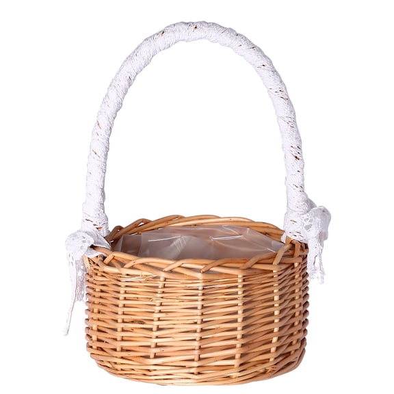 1pc Wicker Woven Basket Flower Basket Home Decorative Basket Wicker Storage Basket Plant Flower Basket