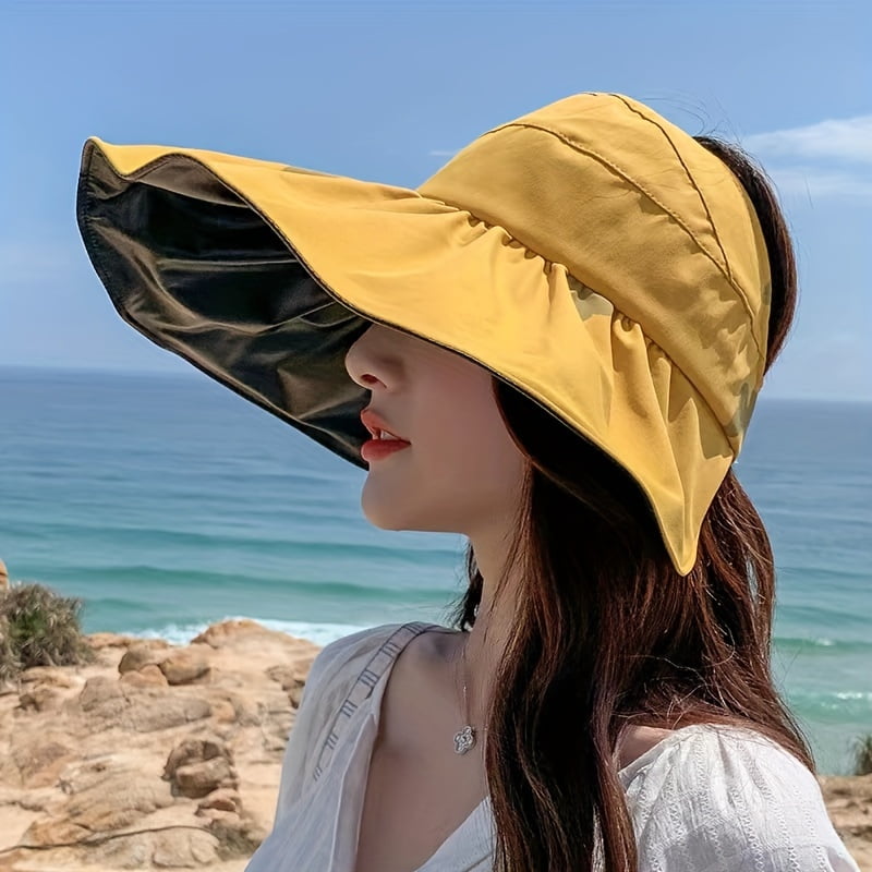 1pc Wide Brim Sun Hat Fashionable Sun UV Protection Elasticity Beach ...
