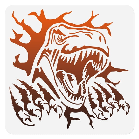 1pc Wild Roaring Dinosaur Head Wall Stencil for Painting 11.8x11.8 Tyrannosaurus Rex Reusable Stencil for Wood Burning Paint Templates DIY Craft