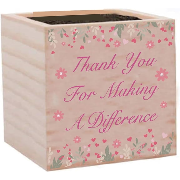 1pc Willow Wood Planters Flower Pots for Garden Supplies Square with Pattern Word 75x75x75mm