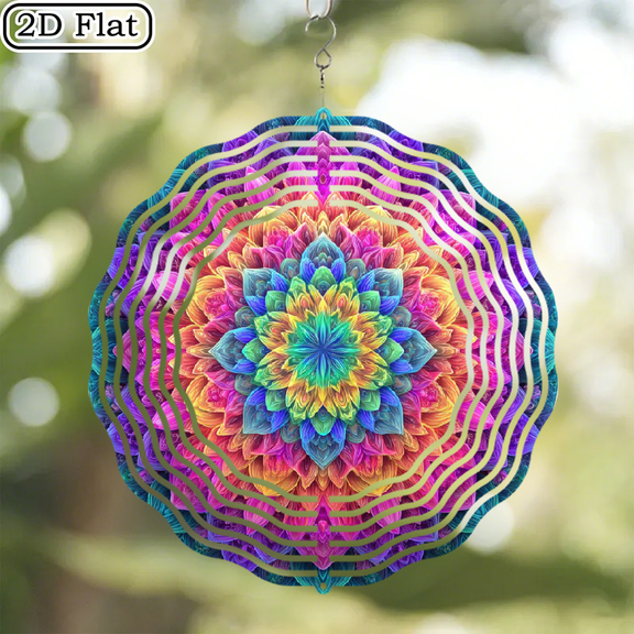 1pc Wind Spinner Mandala Laser Cut Metal Art Hanging Wind Spinner, Kinetic Yard Art Decorations, Suitable for Outdoor Decoration for Valentine's Day, Easter, Carnival and Spring.
