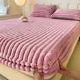 thumbnail image 1 of 1pc Winter Warm Bed Sheet with Elastic Band Mattress Cover Thick Coral Fleece Fluffy Fitted Sheets (Purple), 1 of 6