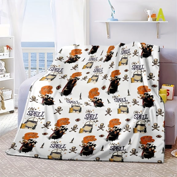 1pc Witch-Themed Flannel Blanket with Unique Design, Ultra Soft & Cozy Machine Washable for All Seasons – Perfectly Comfortable and Versatile Use on Sofa, Bed, Traveling, Camping, Living Room or Offi