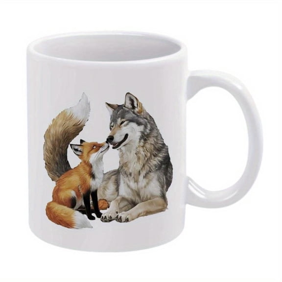 1pc Wolf 11oz Ceramic Coffee Mug All Seasons Ideal Friends Family
