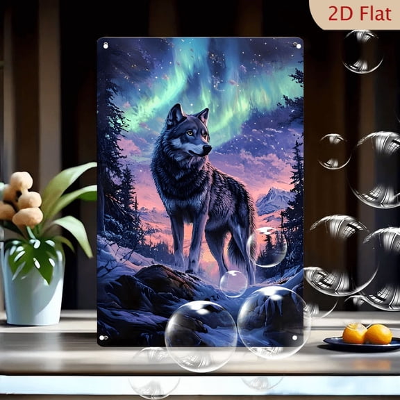 [1pc Wolf Art] Waterproof and Dustproof 1pc Wolf Silhouette Wall Art, 8*12 inches _ Ideal for Restaurant, Bar, Cafe, Home, Bedroom Decor, Unique Festive Gift