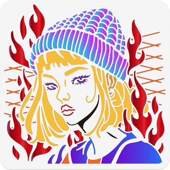 1pc Woman Painting Stencil 11.81x11.81 Inch Reusable Craft Stencils Hollow Out Drawing Painting Template for Painting on Wood Fabric Paper Walls Canvas Furniture