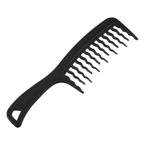 1pc Women Comfortable Wide Tooth Comb for Curly Thick Wavy Dry Wet Hair Black PP