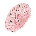 thumbnail image 1 of Unique Bargains 1 Pc Women Double Layer Small Cherry Shower Cap for Bathroom Vacation Satin EVA Pink, 1 of 3