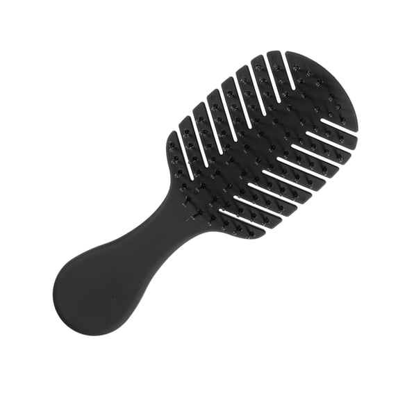 1pc Women Leaf Style Hollow Comb Hair Brush for Straight Curly Dry Hair Black ABS