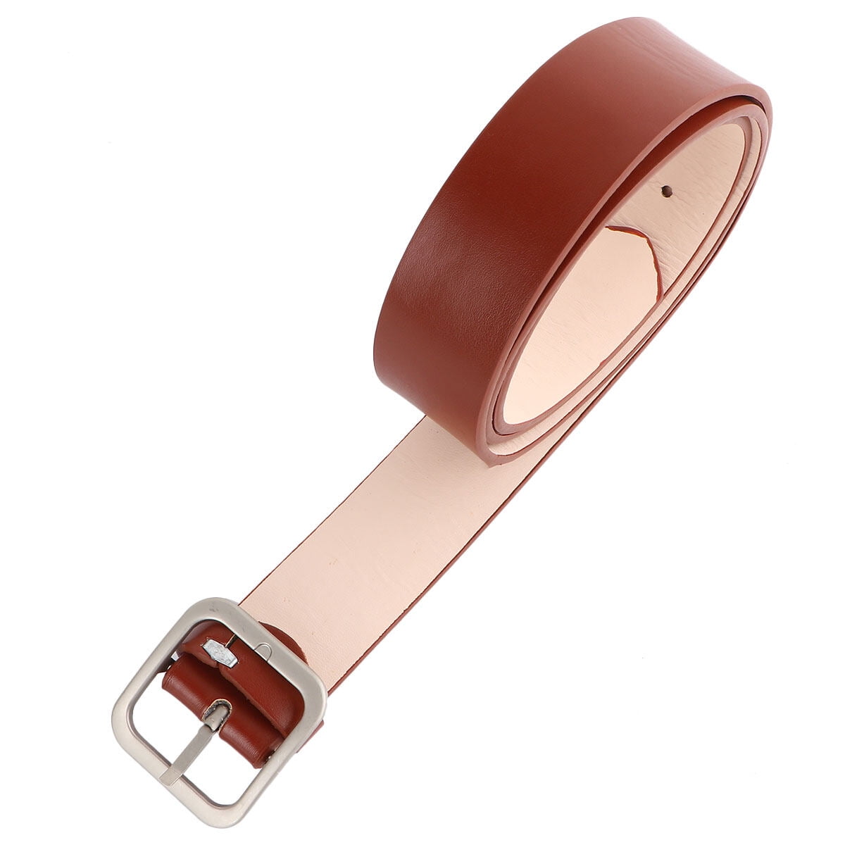 1pc Women Leather Belt Female Fully Adjustable Casual Belt Square Shape Buckle for Women Ladies 110cm Length 3.3cm Width Khaki Silver Walmart