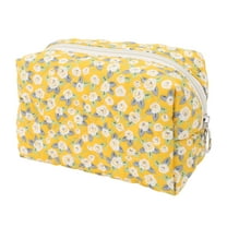 1pc Women Portable Camellia Flower Makeup Bag for Travel Vacation Wedding Yellow Cotton