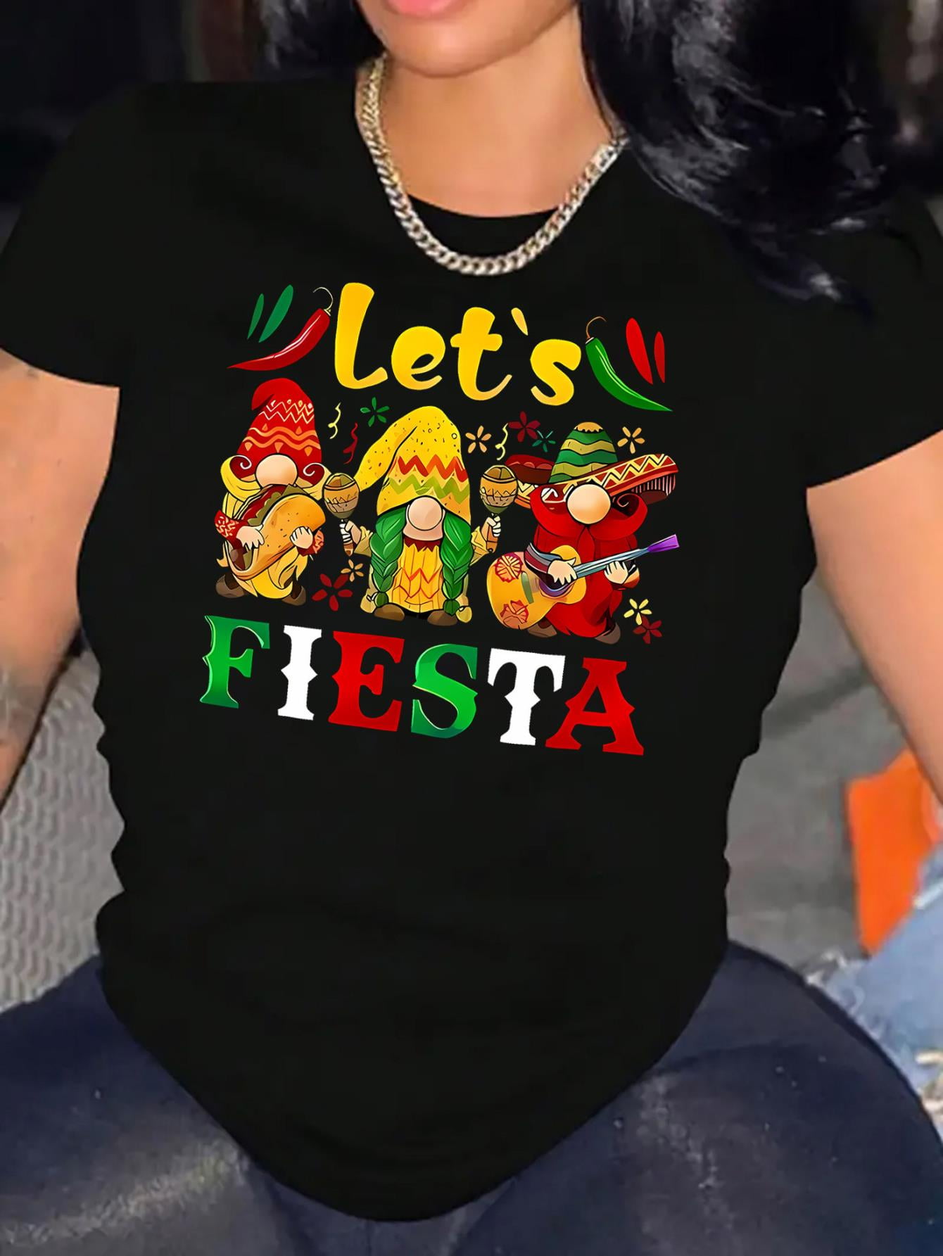 Casual slight stretch letter cartoon print short sleeve t-shirt