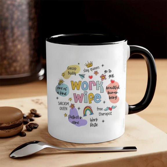 1pc Women S Empowerment Coffee Mug with Work Wife Design 11oz Motivational Cup Featuring Work Wife Phrases Dishwasher Office Cup Women Birthday Christ