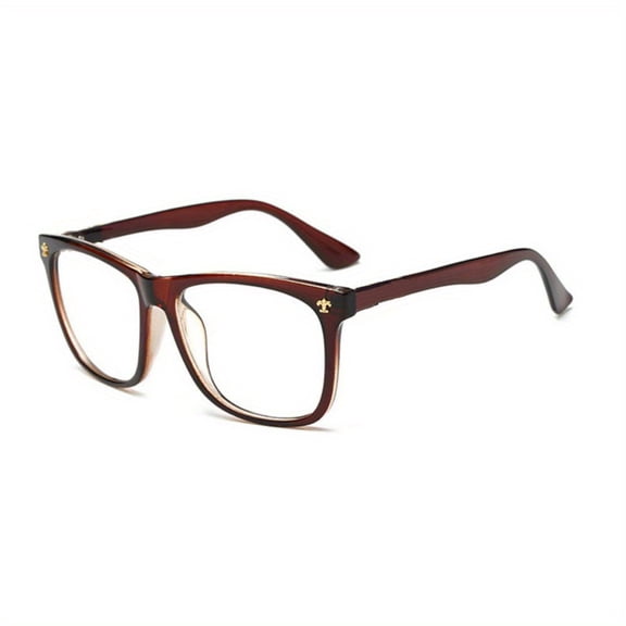 1pc Women'S Geometric Vintage Clear Lens Glasses - Casual Chic, Full-Frame Design, Perfect for Daily Wear, TV Watching & Office Use Minimalist Glasses Pseudo Plain Makeup, For Women & Men