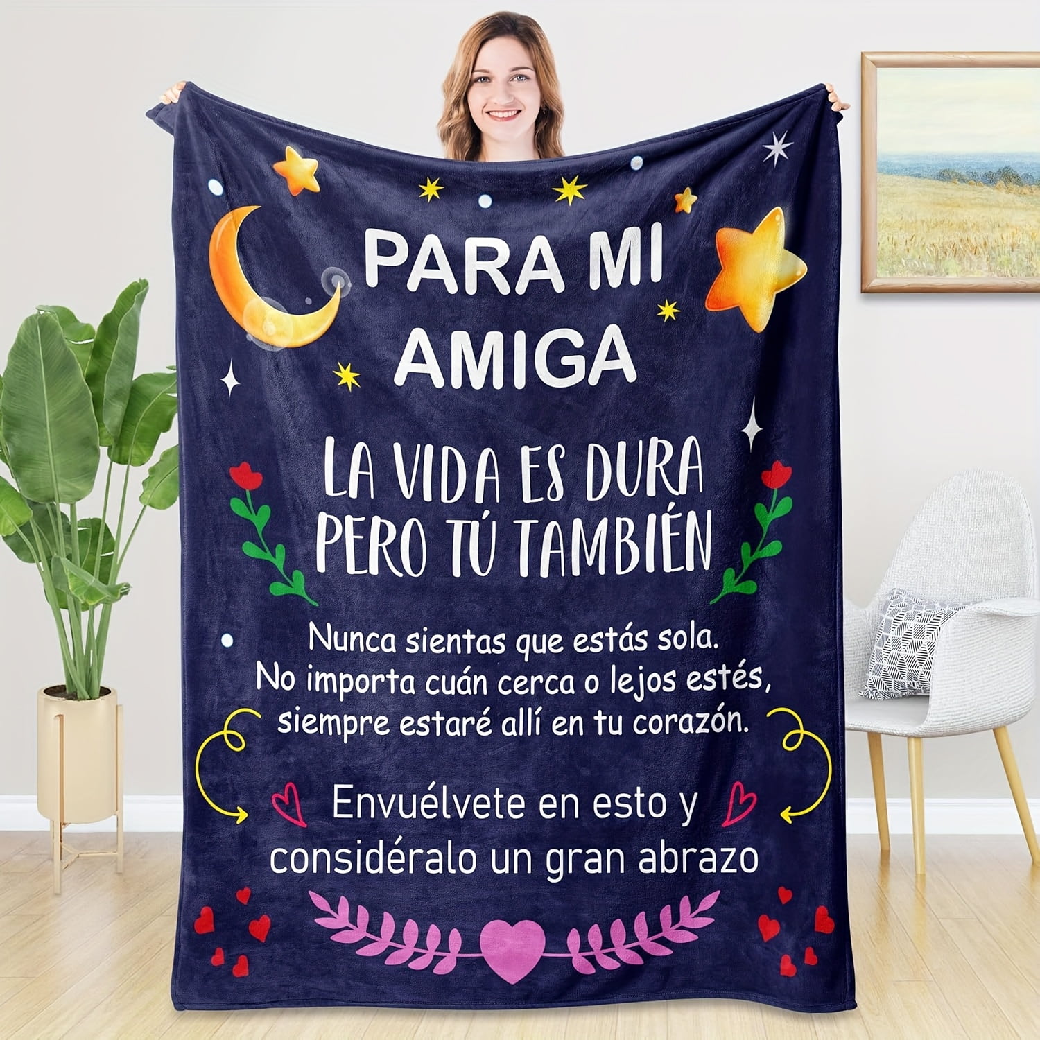 1pc Women' Secret Santa Christmas Birthday Gift Blanket Cozy Flannel Bedspread Suitable for Seasons Machine Washable Soft Warm Bed Covering for Women Special Occasions