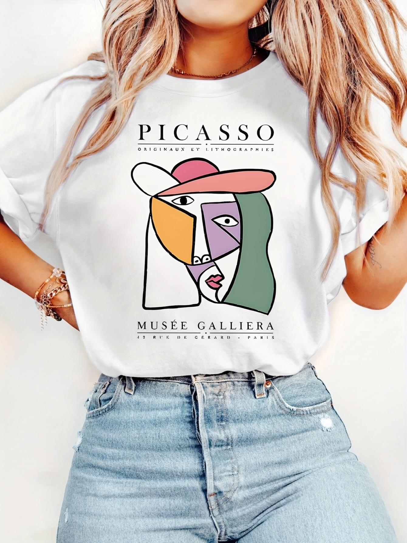 Women's Abstract Art Line Print Patchwork Vintage Shirt main image 0