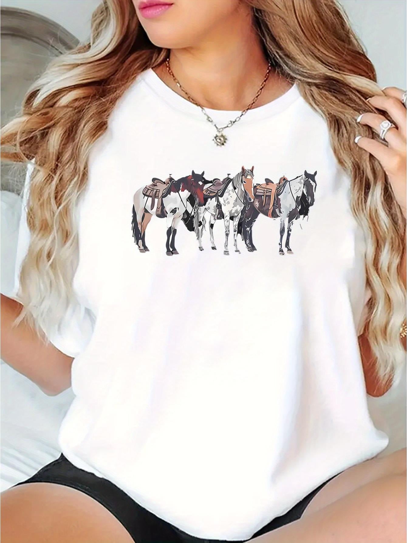 Relaxed Cotton Short - Charcoal Floral Horse Print