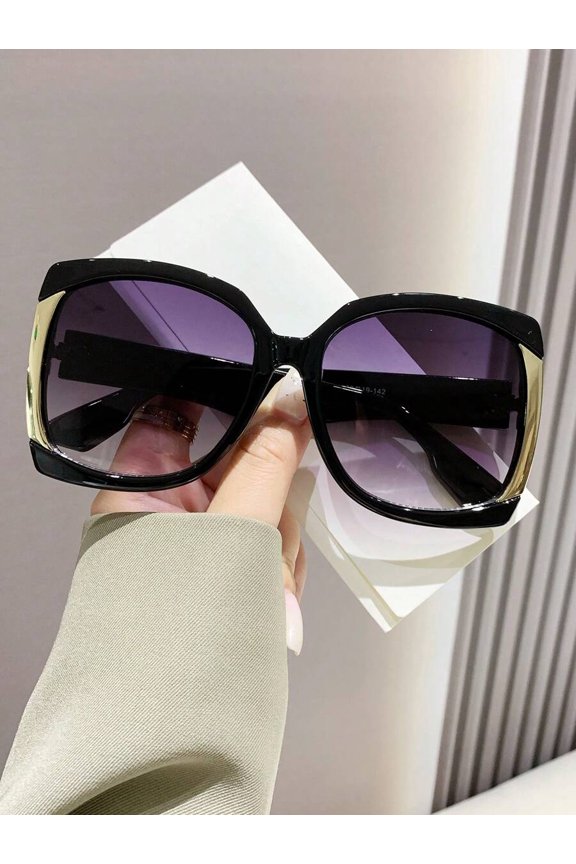 1pc Women's Oversized Square Frame Fashion Glasses, Boho Y2k Style Purple Leopard Shades, Suitable For Summer Beach Vacation, Travel, Outdoor Activities, Business Casual Daily Wear And Festival Match