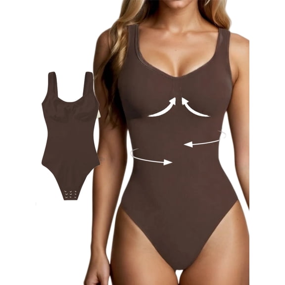 1pc Women's Ribbed Tummy Control Bodysuit - Seamless Sleeveless Shaping Camisole with Soft Stretch Fabric, Elegant Black for Casual Attire & Special Occasions, Body Shaping, Adjustable Fit