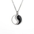 thumbnail image 1 of 1pc Women's Stainless Steel Rhinestones Flat Round with Yin-yang Memorial Urn Necklace for Ashes Stainless Steel color 15.75~19.69 inch(40~50cm), 1 of 4