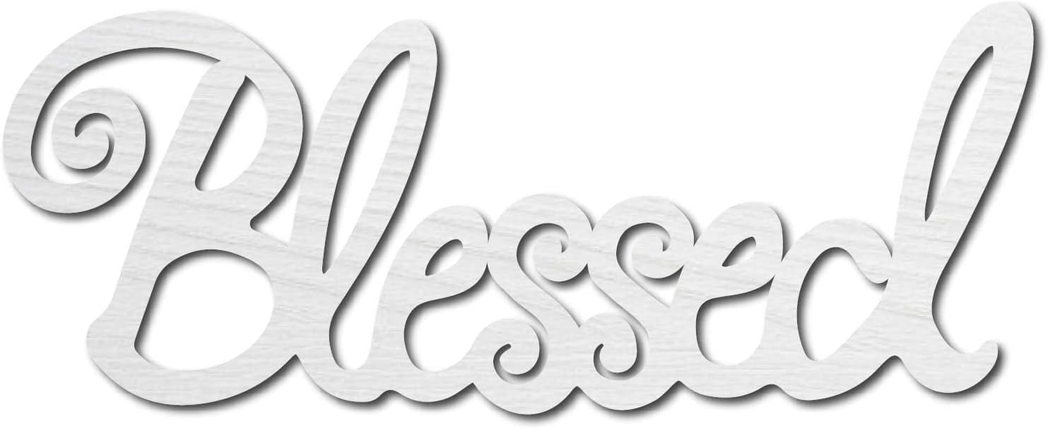 1pc Wood Blessed Sign Wall Decor Art Cutout Letter Word Laser Cut ...