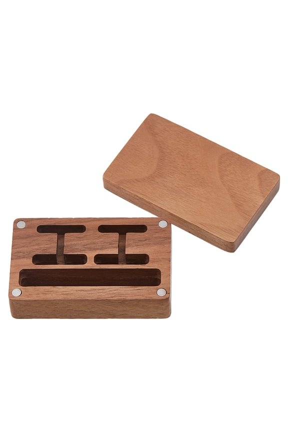 1pc Wood Cuff-link Gift Storage Magnetic Boxes Rectangle Peru 7x4.35x2.6cm