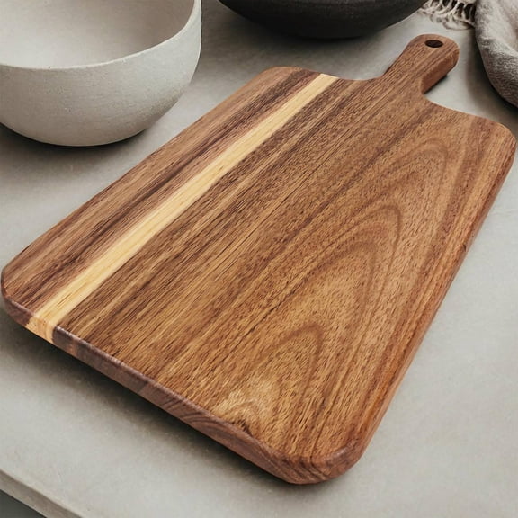 1pc Wood Cutting Board Set with Handle, Charcuterie Board Decorative Cutting Boards for Kitchen, Serving Tray for Cheese Meat Fruit Pizza Bread Baking, Wooden Decorative for Kitchen