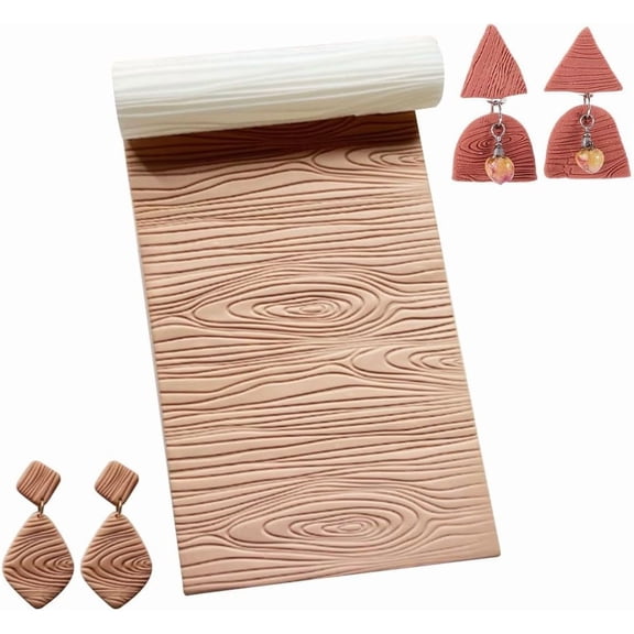 1pc Wood Grain PLA Polymer Clay Texture Roller Earring Maker Roller White 79x17mm Inner Diameter: 12.5mm