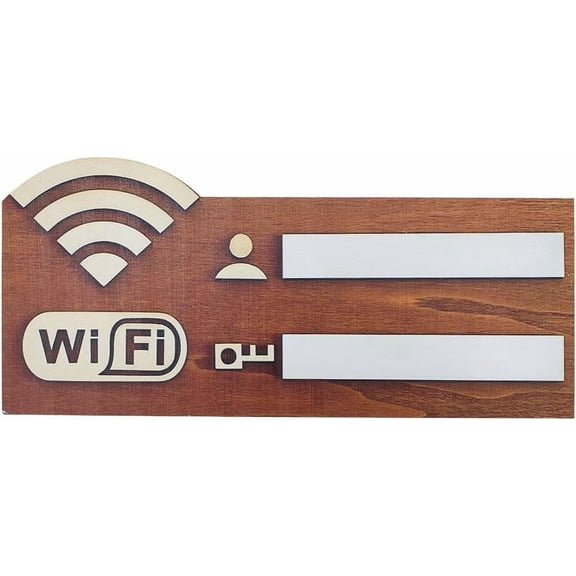 1pc Wood Guest WiFi Sign Reusable Erasable Wireless Network Card Rectangle 100x228x4.5mm for DIY