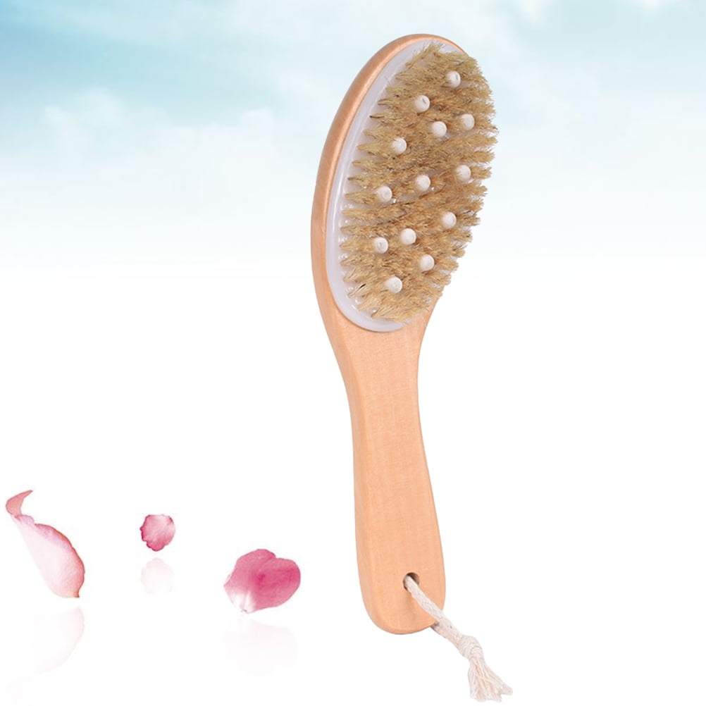 1pc Wood Handle Bath Body Brush Bristle Brush Exfoliating Back Scrubber